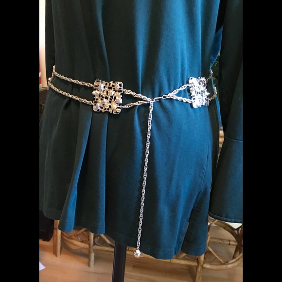 CELEBRITY NY Brutalist MCM Silver-Toned Waist Chain/Belt Adjustable - Picture 4 of 6